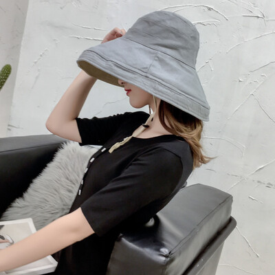 

Sunshade-cap womens summer fish&fu hat large-along solid-color Japanese-style basin cap sun-cap sun-proof