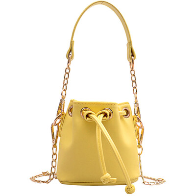 

Fashion Women Drawstring Bucket Shoulder Bag Mini Handbag Chain Crossbody Pouch