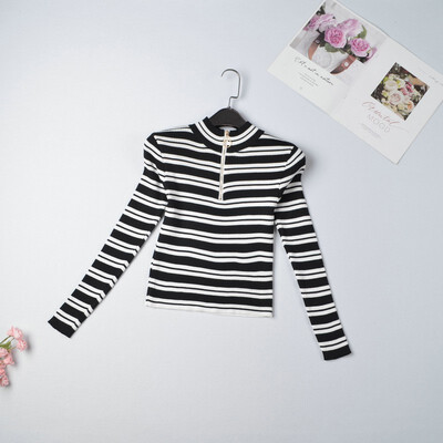 

woman autumn long Sleeve Striped Pullover Women Sweater Knitted Sweaters O-Neck Tops Korean Pull Jumper Female White Black