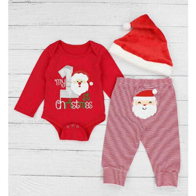 

US 3Pcs Xmas Toddler Kid Baby Boy Girl TopPant Outfits My 1st Christmas Clothes