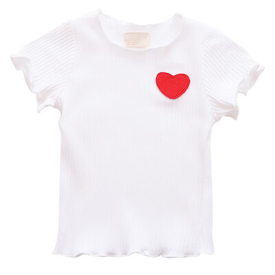 

2019 New Baby Girls Summer Cotton Solid Print T-shirt Tops Blouse Short Sleeve Children Casual Tee Shirts