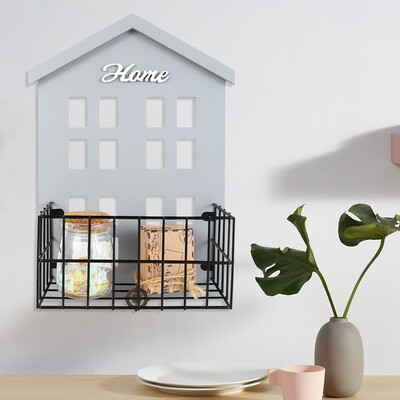 

Wall Mounted Wood Storage Shelf Gift Hooks Practical House Style