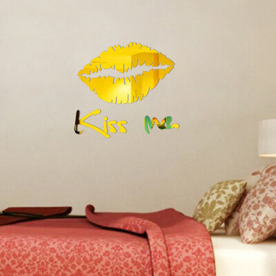 

〖Follure〗Removable Kiss Me Mirror Wall Sticker Decal Art Mural Home Room Decor Gold