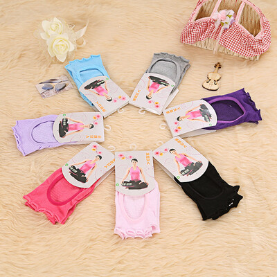 

Yoga Barre Pilates Toeless Socks Non Slip Skid-proof With Grips Cotton For Women