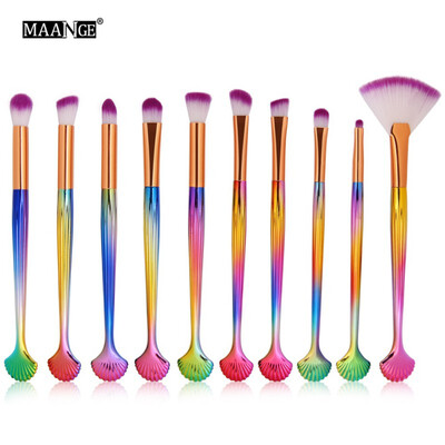 

10pcs Shell eye makeup brush Handle Cosmetic Foundation Eyeliner Eyebrow Lip Brush Up Brush Tool Women makeup brush