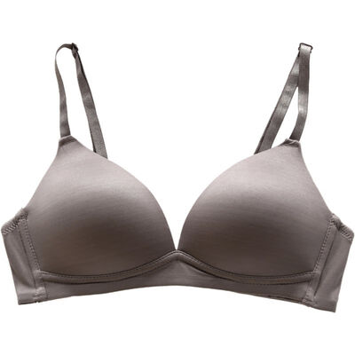 

Women Gathered Bra Ladies Simple 34 Cup Solid Color Deep V-neck Rimless Underwear Bra For Women