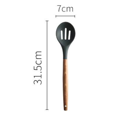 

Non-Stick Shovel Spoon Tool Set Shovel Soup Fishing Spoon Green Cooking Silicone Wooden Handle Kitchenware