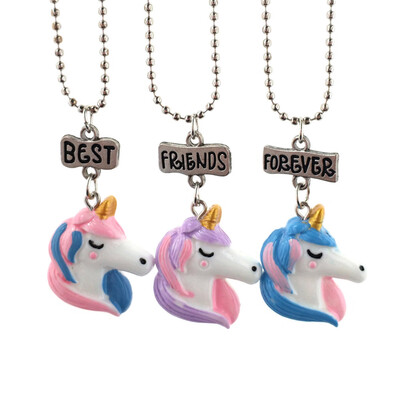 

Food Resin Painted in Three Sizes Ice Cream Unicorn Best Friends Necklace Pendant Jewellery for Children of Good Friends