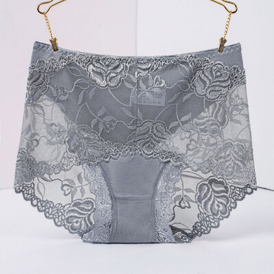 

Women Sexy Lace Plus Size Panties Seamless Breathable Panty Transparent Hollow design Briefs Female Solid Color Underwear
