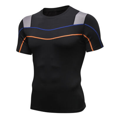 

Mens T-shirt quick-drying Clothes high-elastic tight-fitting Sports short-sleeved T-shirt Sports Top For Running Fitness Exerci