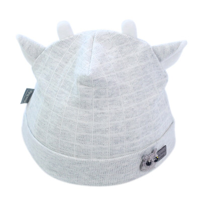 

Baby fetal cap spring new baby solid color plaid head cap cotton soft two ear infant hat for 1-6M