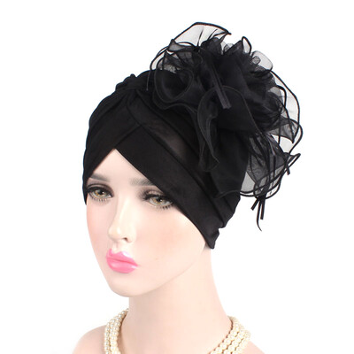 

Womens Big Flower Ruffle Turban Hijab Hat Lace Cancer Chemo Cap Cocktail Wedding Party Hat Indian Hats