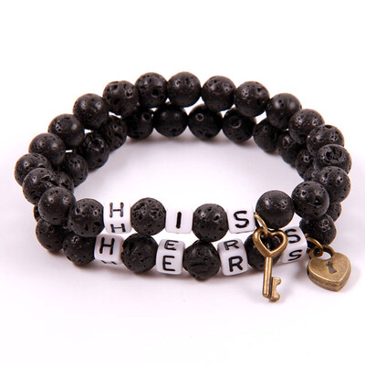 

New HIS HERS Couple Letter Bracelets Lovers Lettering Bracelet For Wife Couple Tag Bracelet For Lover Hunsband Boyfriend