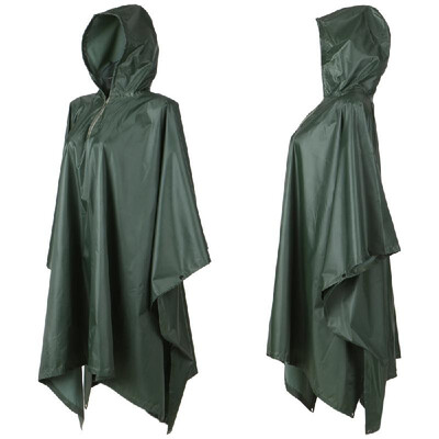 

3-in-1 Waterproof Hooded Raincoat Hiking Cycling Rain Poncho Cape Coat Sun Shelter Outdoor Camping Tent Ground Sheet Mat