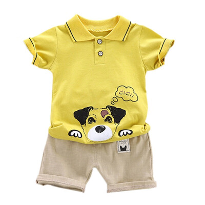 

New Cartoon Dog Print Summer Children Boys Clothes Sets Boy Casual 2Pcs Kids T-shirt TopsShorts Clothes Suit