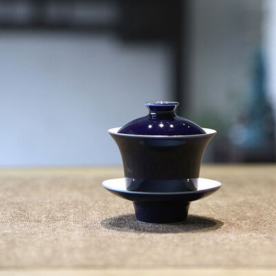 

Jingdezhen Sapphire Blue Tall Porcelain Gongfu Tea Gaiwan Teacup 110ml 372oz