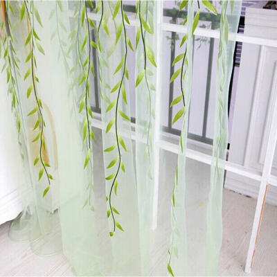 

Wicker offset printed Curtain of Muslin cool window Pastoral floral Curtains for Window Living room kitchen
