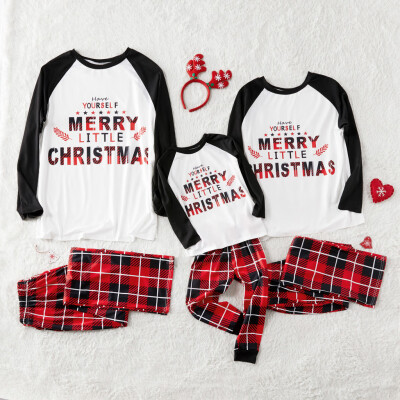 

Tailored Christmas Women Mom Printed Letter TopLattice Pants Xmas Family Clothes Pajamas