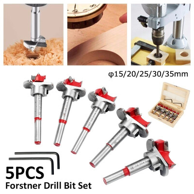 

5Pcs Woodworking Positioning Hole Drill Bits Kit Cemented Carbide Adjustable Hinge Hole Opener Drill Set