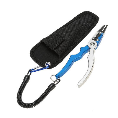 

Aluminum Fishing Pliers Split Ring Cutters Hooks Remover Fishing Holder Tackle with Oxford Sheath&Security Landyard