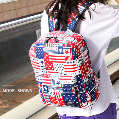 

Tailored Fashion Women Printing Flag Backpack Large Capacity Bags Package Shoulder Bags