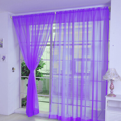 

JPGIF 1 PCS Pure Color Tulle Door Window Curtain Drape Panel Sheer Scarf Valances
