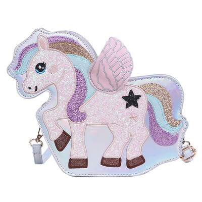

Lovely Unicorn Shiny Pu Leather Mini Handbag Girls School Travel Shoulder Bag