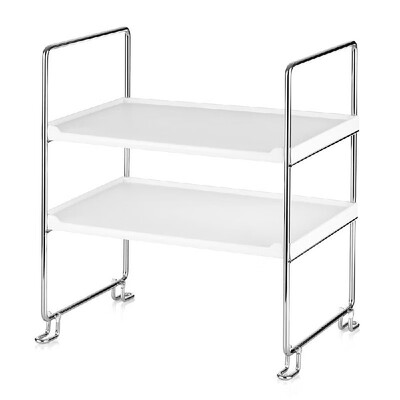

2-Tier Freestanding Stackable Organizer Shelf Storage Rack for Kitchen Bathroom Countertop or Cabinet