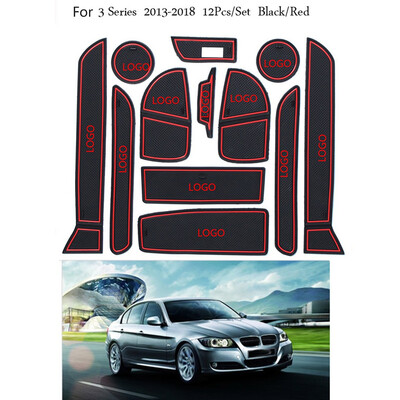 

12PCSSet Replacement for BMW 3 Series Accessories Car Interior Cup Mat Door Gate Slot Pad Storage Box Mat Stickers