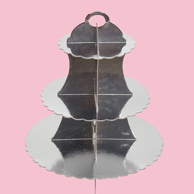 

3-Tier Round Cardboard Cupcake Stand Pastry Serving Platter Party Dessert Tower
