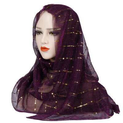

wholesale price 17550cm women sequins muslim hijab scarf Islamic thin headscarf foulard soft long shawl head wraps stole