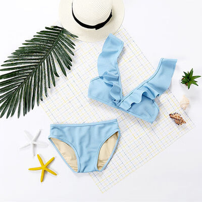 

swimwear women Sexy Deep V Ruffled bikinis 2019 mujer Set Vintage Plaid Back High Waist Split Push-Up Small Fresh Beachwear