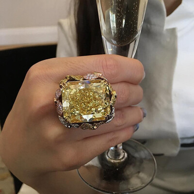 

Fashion 925 Silver Natural champagne Cirtrine Jewelry Ring