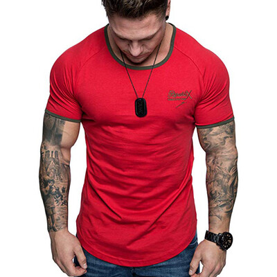

Toponeto Summer Mens Casual Letter Printed Stitching Short-sleeved T-shirt Top Blouse