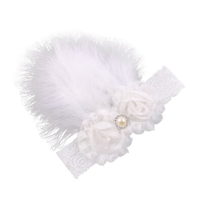 

Baby Cute Girls Feather With Pearl Design Headband Headwear Apparel Photography Prop Party Gift