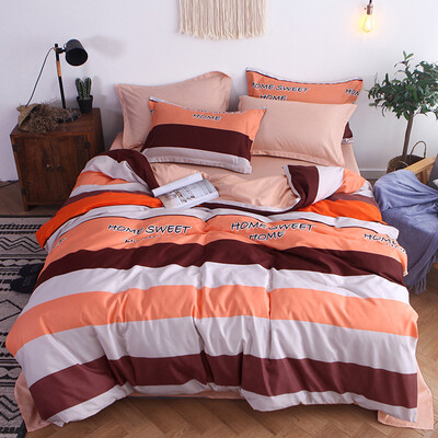 

Toponeto Four-Piece Quilt Cover Striped Full-Size Pillowcase