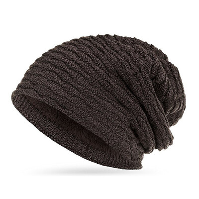 

Unisex Wool Knitted Baggy Hat Winter Autumn Pleated Slouch Oversize Beanie Cap