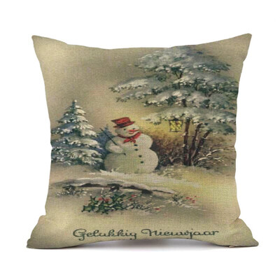 

Tailored Merry Christmas Snowman Cushion Cover Square Pillow Case Home Decor