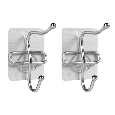 

2Pcs Seamless Clothes Hat Storage Strong Adhesive Wall Door Hooks Reusable Heavy Duty for Hanging Kitchen Bathroom