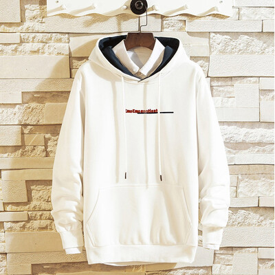 

Toponeto Mens Casual Fashion Letter Print Pullover Hooded Loose Hooded Sweater Coat