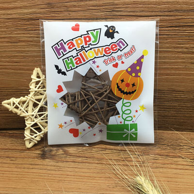

100pcslot Halloween Pumpkin Gifts Bags Smile Face Biscuits Plastic Bags Self-adhesive Packaging Bags Party Supplies