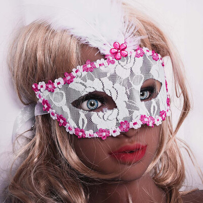 

Siaonvr Dreamowl Sequins Lace Floral Mardi Gras Masquerade Costume Feather Mask