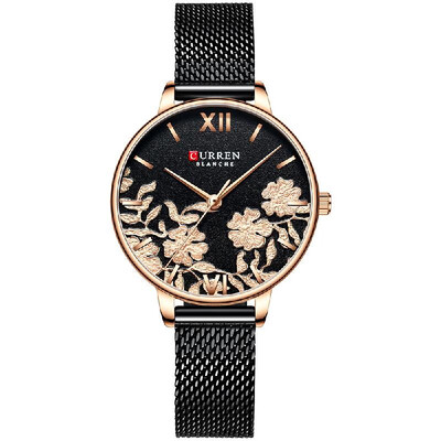 

CURREN 9065 Elegant Exquisite Casual Business Quartz Women Watch Sakura Flower Embossed Simple Wrist Watch 3ATM Waterproof Wristwa