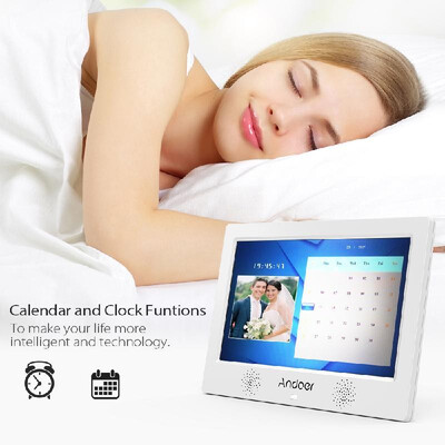 

Andoer 101 Inch Digital Photo Picture Frame 1024600 Resolution TFT-LED Screen Support CalendarClockAlarm ClockPhotoMusicVid