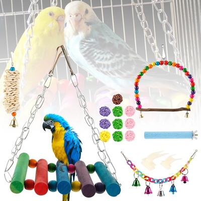 

12PCS Set Mix Color Combination Parrot Toy Bird Articles Parrot Bite Toy Bird Toys
