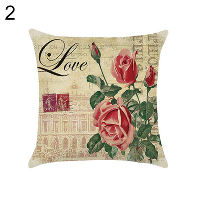 

Vintage Flower Peacock Feather Linen Pillow Case Cushion Cover Sofa Home Decor
