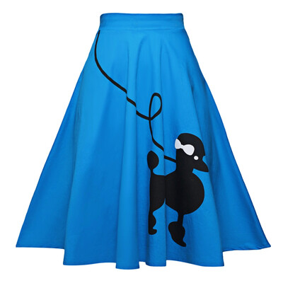 

Women Skirt Dog Printed Loose Fold A-line High Waist Zipper