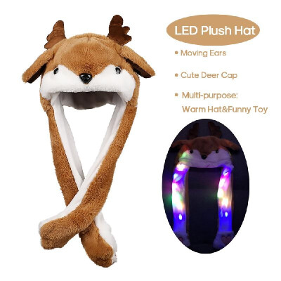 

Plush Earflap Animal Hat Cute Funny Deer Cap Moving Ears Toy Costume for Kidsgirls