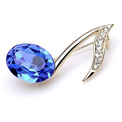 

1 Pc Graceful Women Fashion Gold-plated Crystal Diamond Music Note Brooch 4 Colors