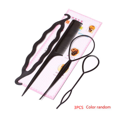 

3 Set Women Girl Hair Clip Twist Styling Tools Hairpin Headwear Hair DIY Bun Donut Maker Braider Tool Color Random
